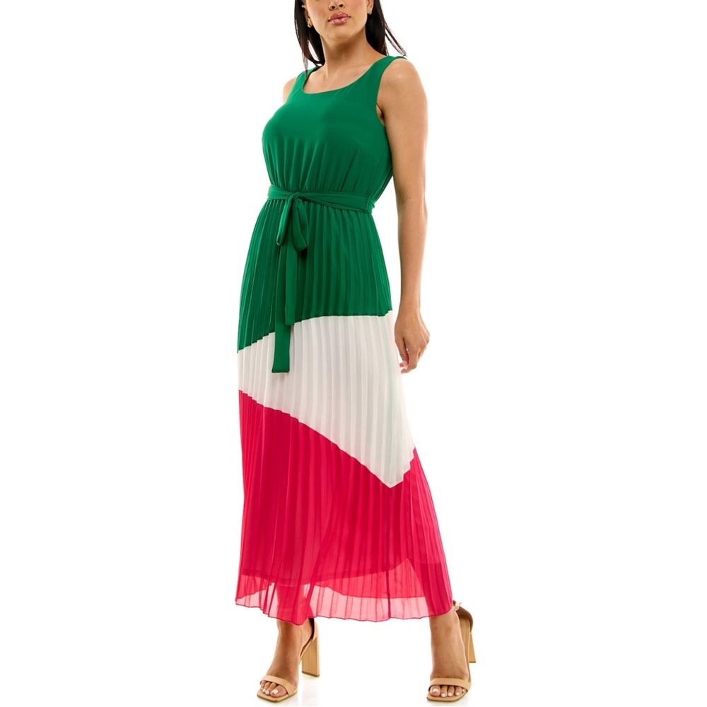 Green and Red Maxi Dress